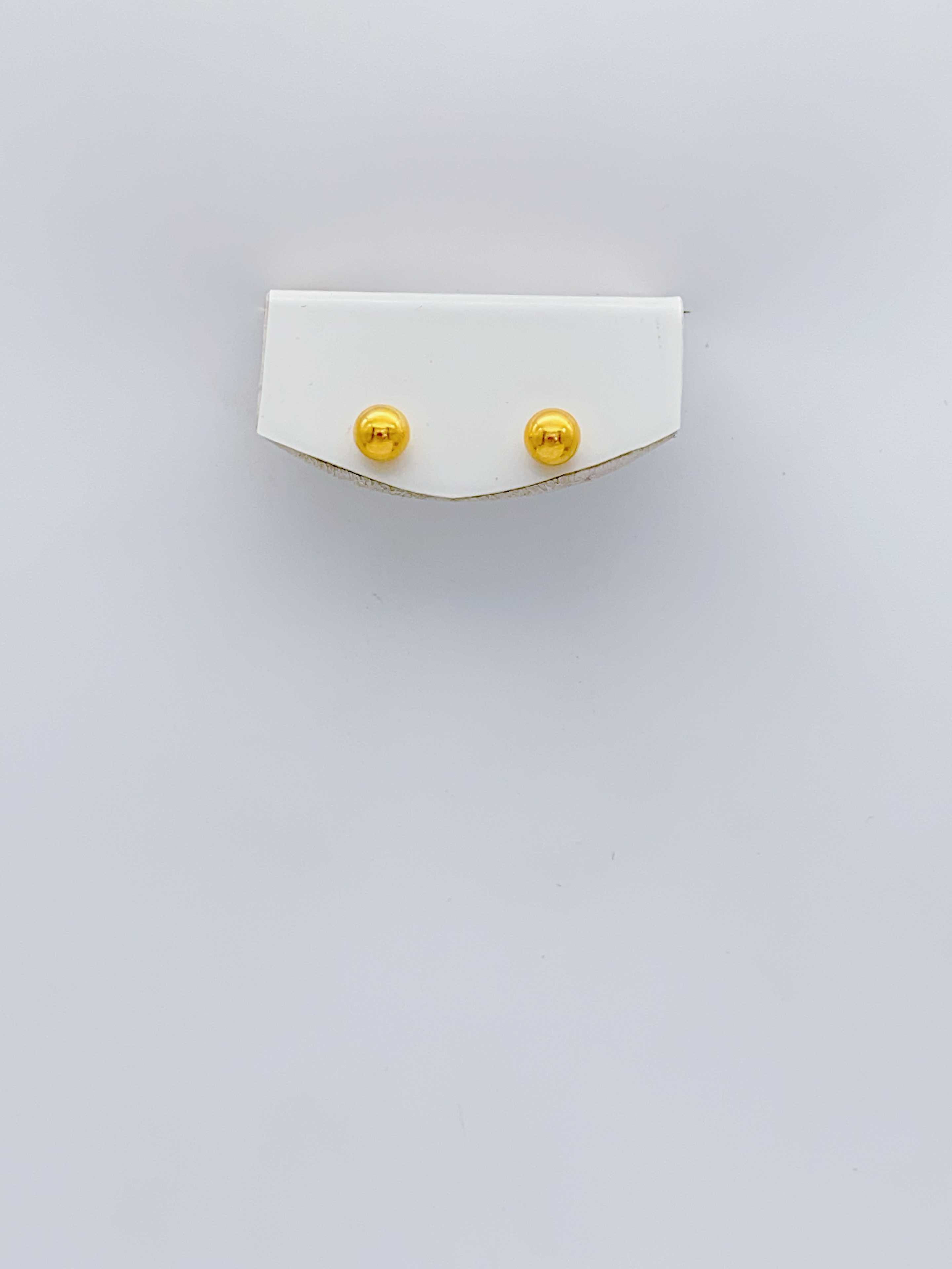 老庙黄金2 足金 精工5G工艺 光面珠珠养耳洞直针耳钉 0.91克