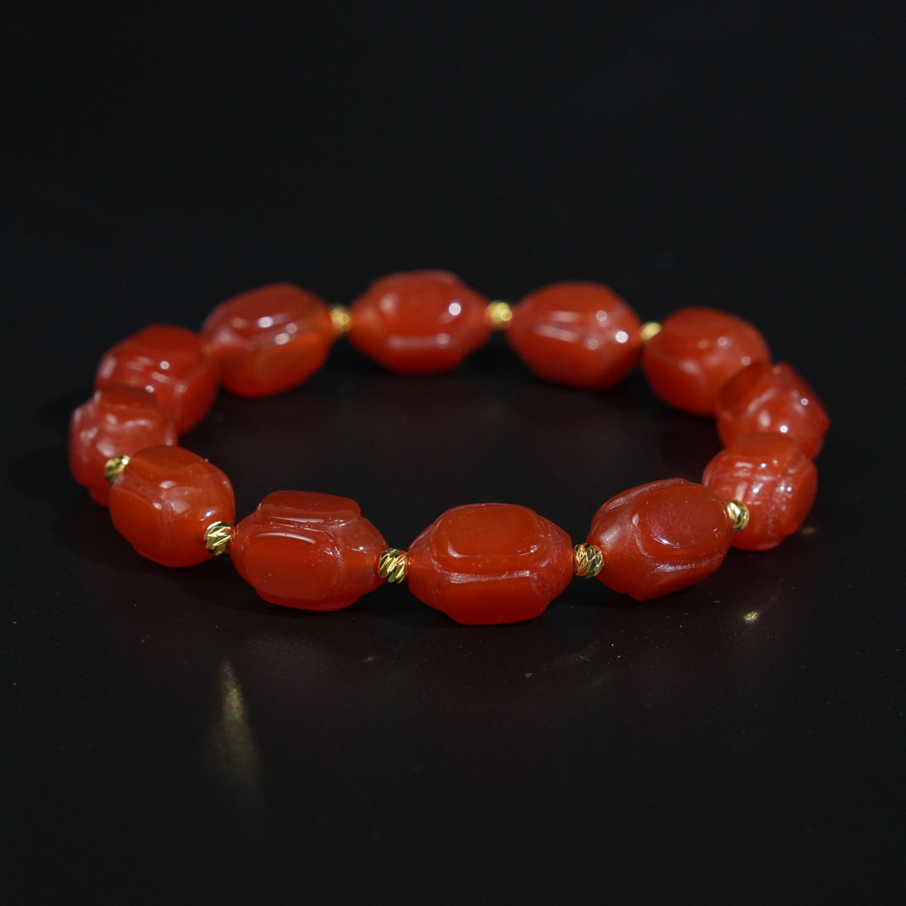 清代红玛瑙灯笼珠手串【华豫之门】ADE 260423 009