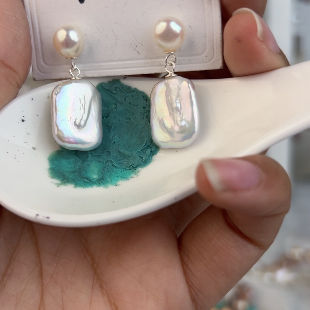 淡水珍珠耳饰银S925镶嵌