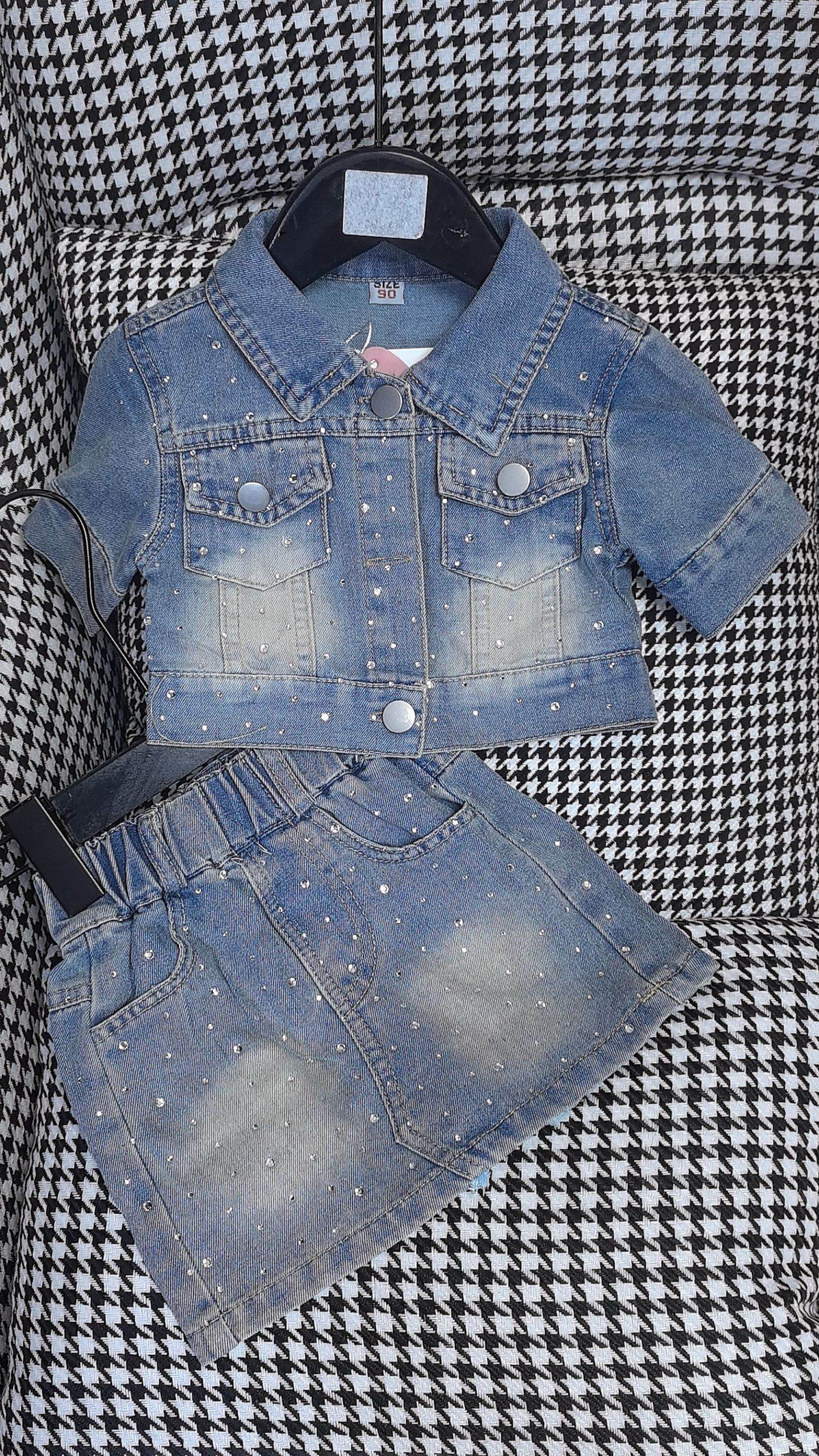 F104儿童夏百搭时尚套装洋气时髦韩版女孩女小童女宝牛仔套装