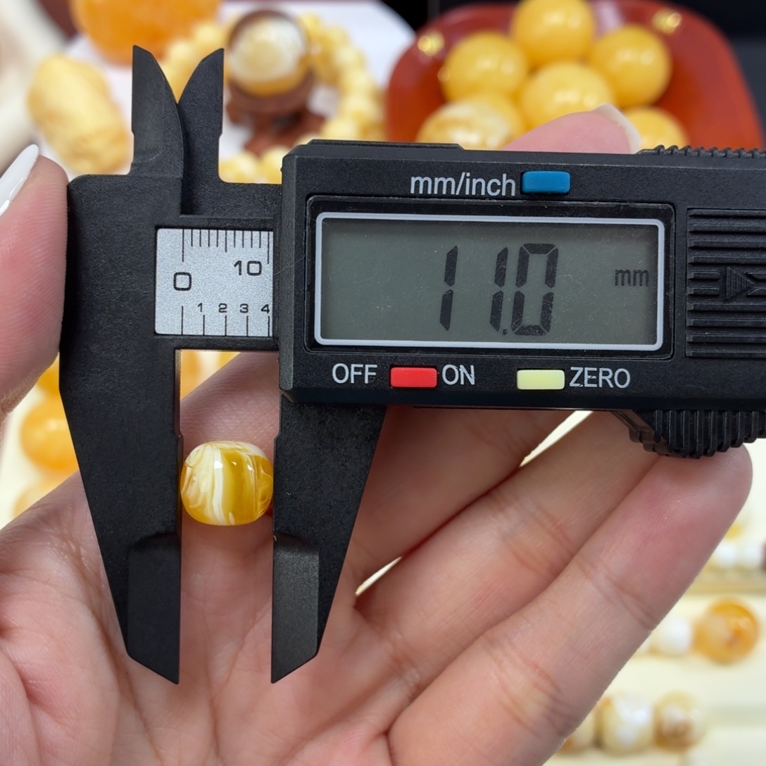 琥珀未镶嵌珠宝奇石焦皮金白溶洞拉丝老型11mm