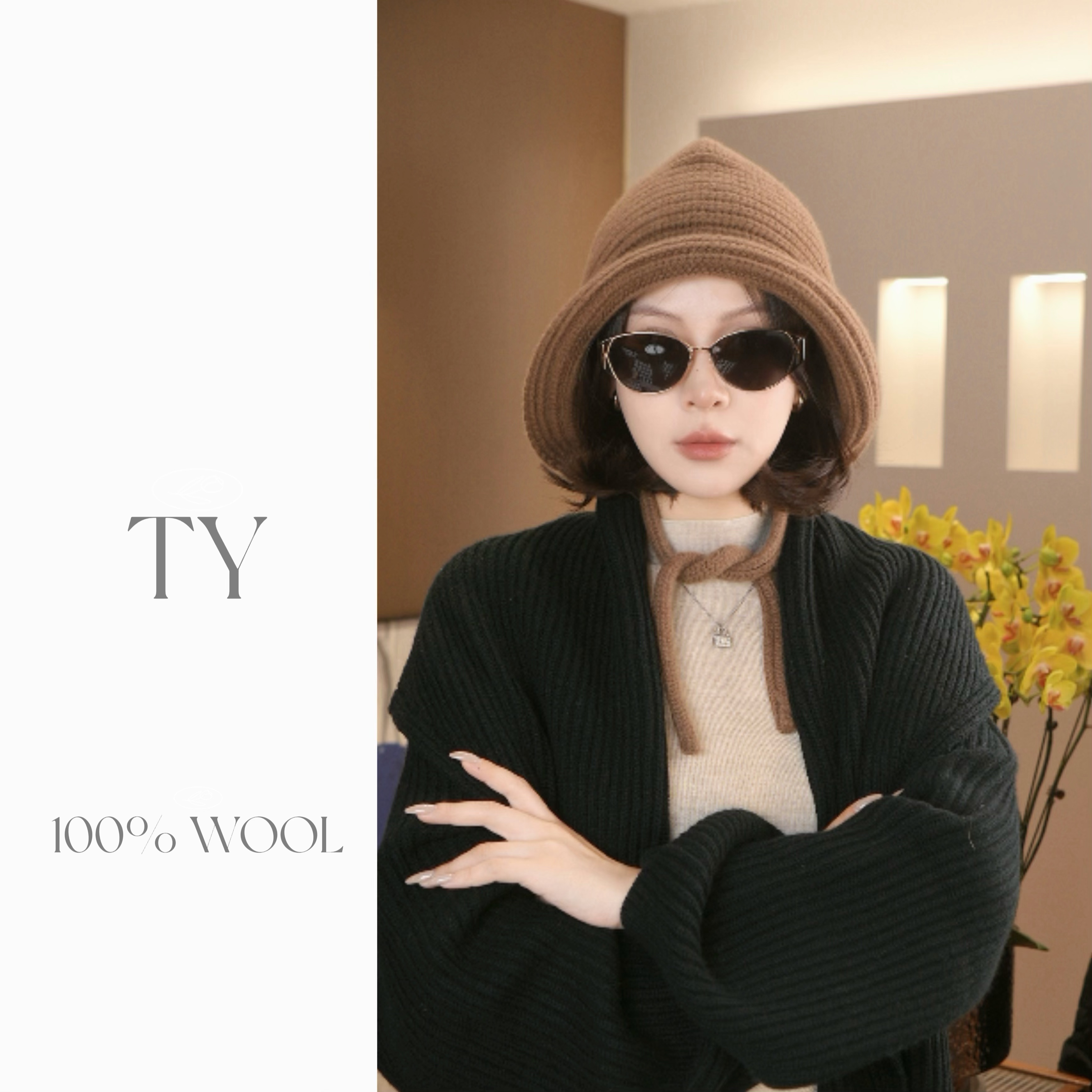 太一“温暖过冬” 全羊毛卷边针织帽女秋冬护耳保暖时尚