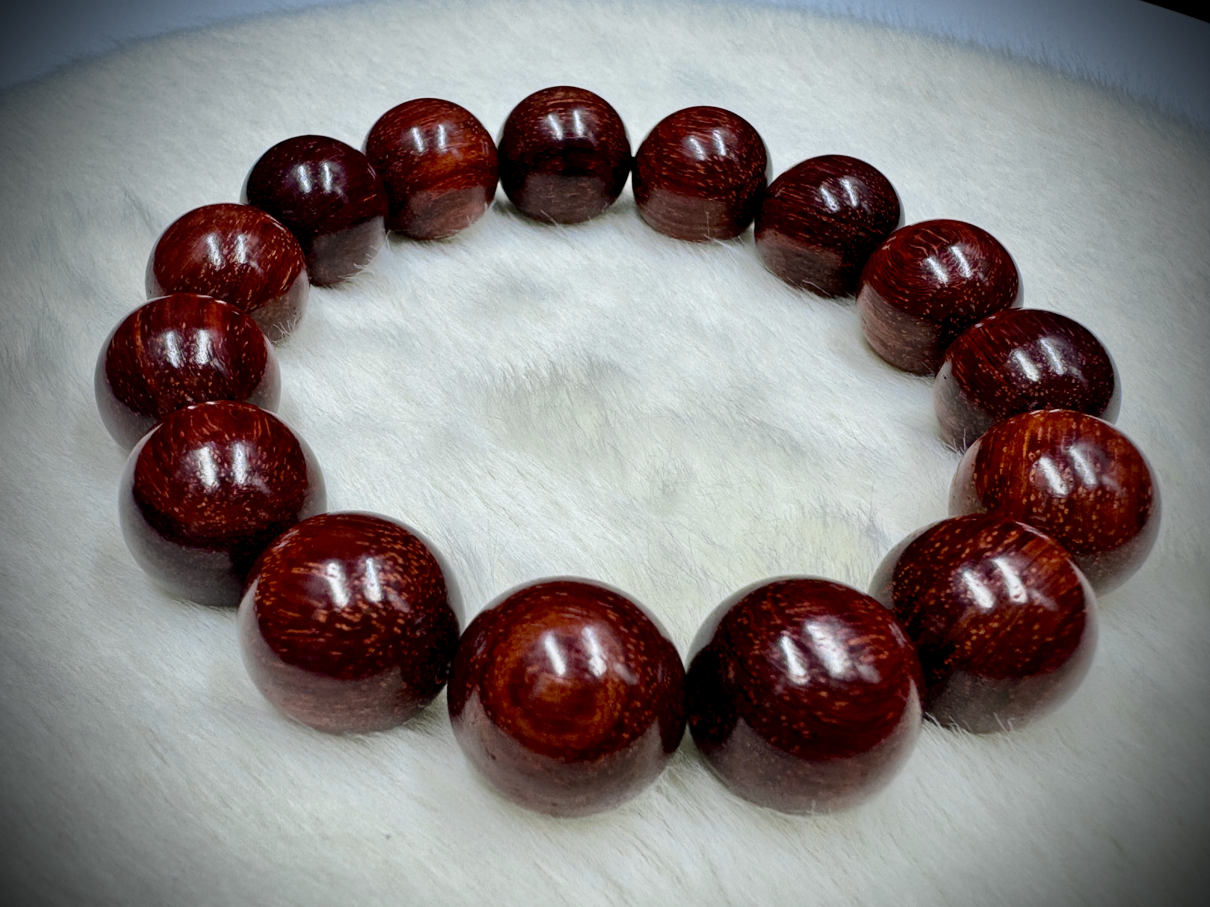 原汁原味 无胶无蜡  印度小叶紫檀手串 尺寸15mm×15颗 天然保真