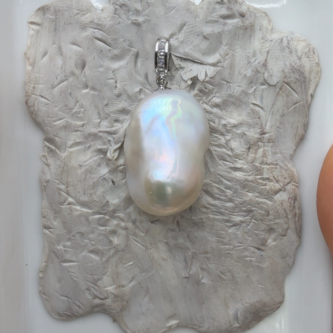 淡水珍珠银S925镶嵌吊坠(不含链)不退不换