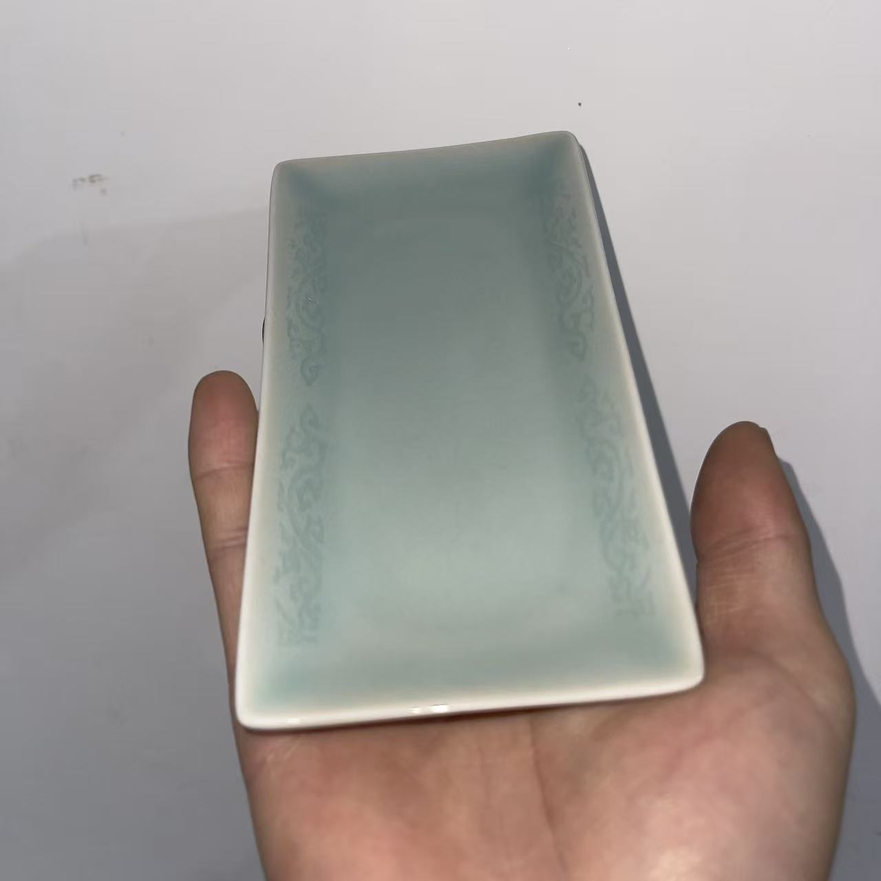 耀州窑二级瑕疵花舞大唐天青小长盘餐具