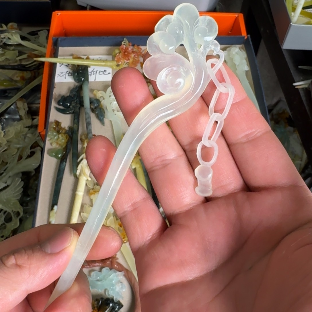 岫玉发饰未镶嵌明君玉簪就是好看