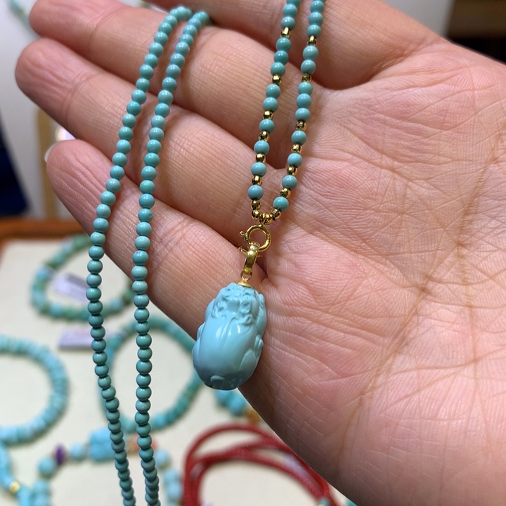 绿松石18K金镶嵌项链