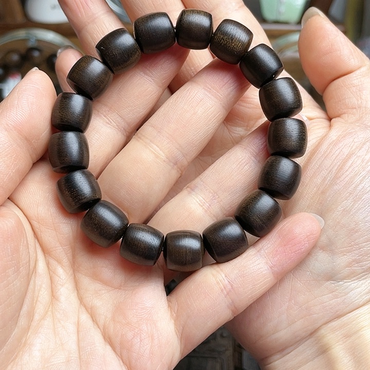 沉香手串梓****活12白棋玉化老料桶珠