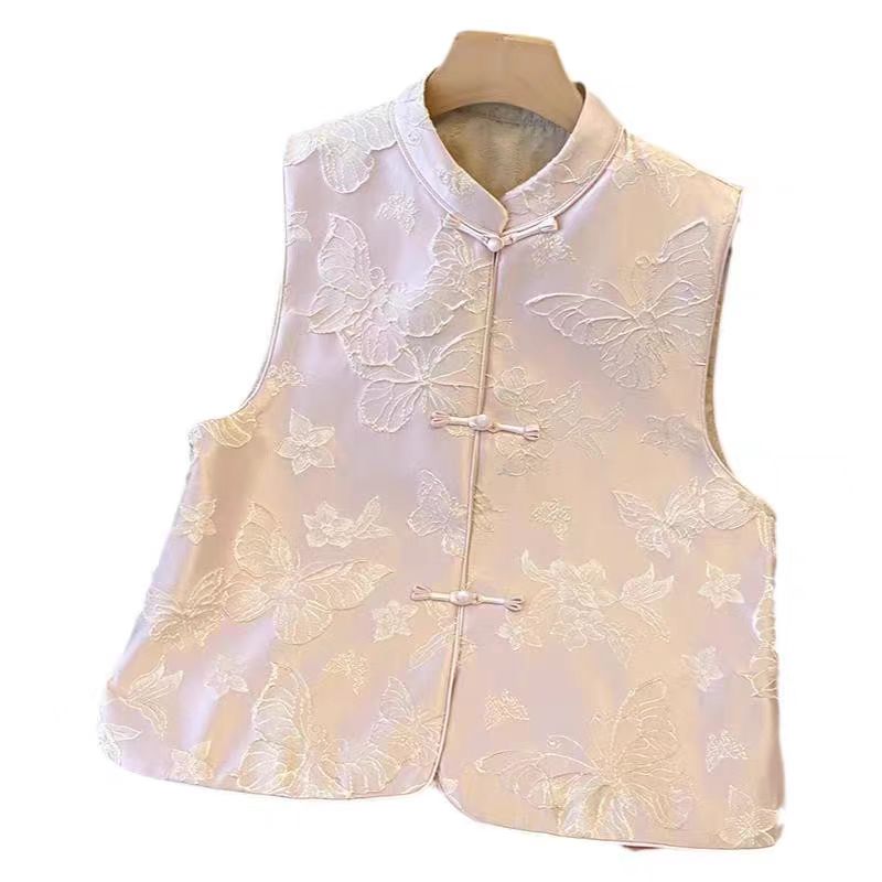 【蝶艳~马甲025】杭州品质新中式马甲复古肌理感盘扣织锦提花背心