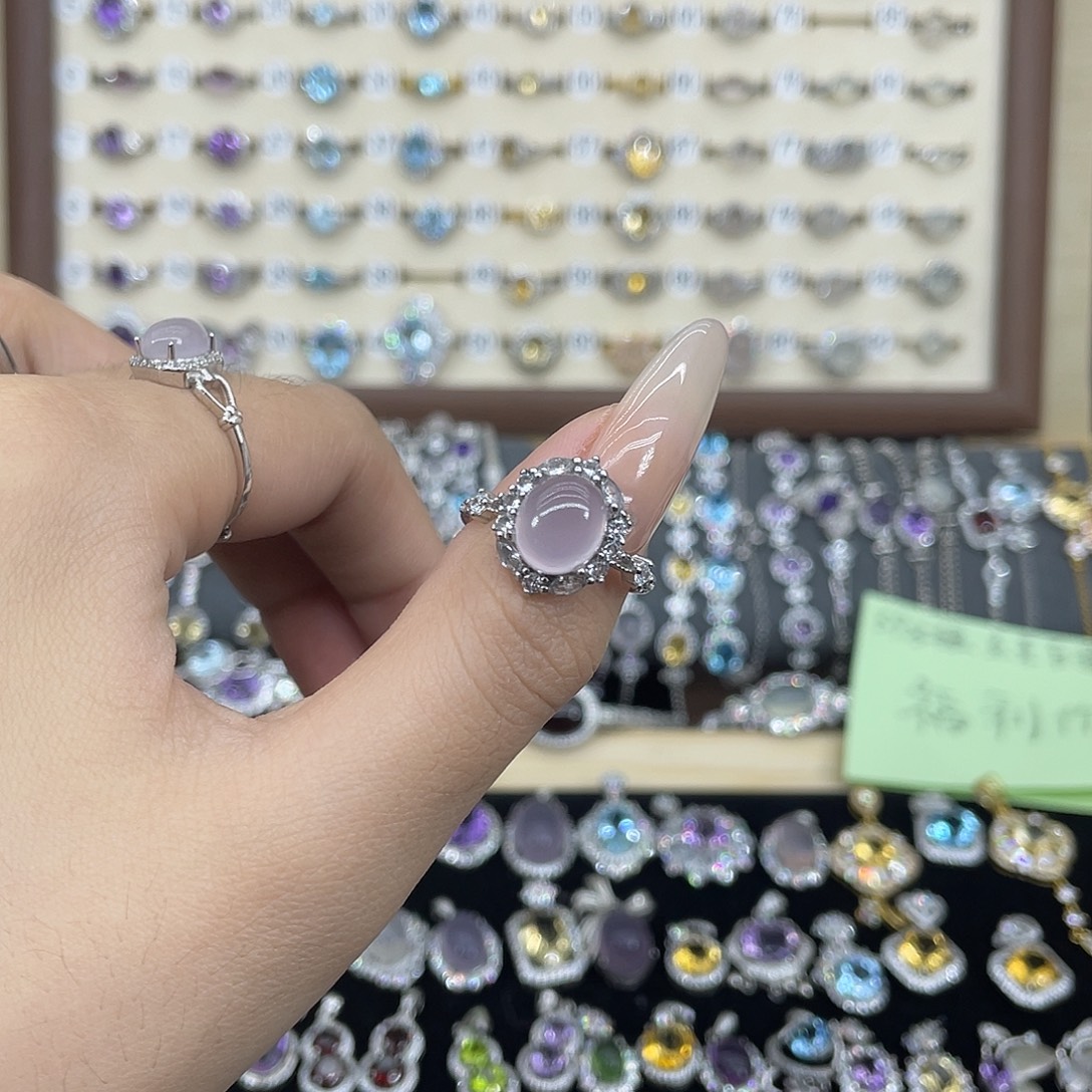 ****吖萤石戒指银S925镶嵌