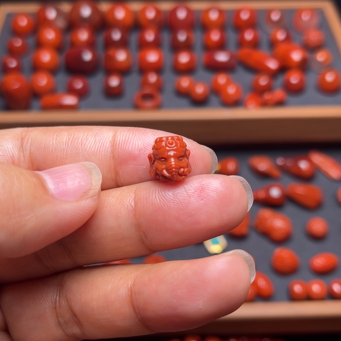 南红玛瑙配饰未镶嵌象神配饰卡9.4mm