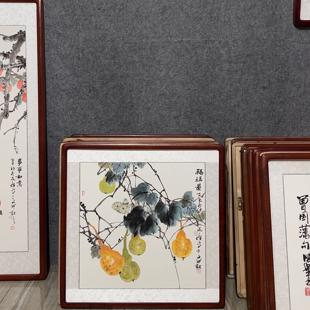 国画书画作品带框63×63