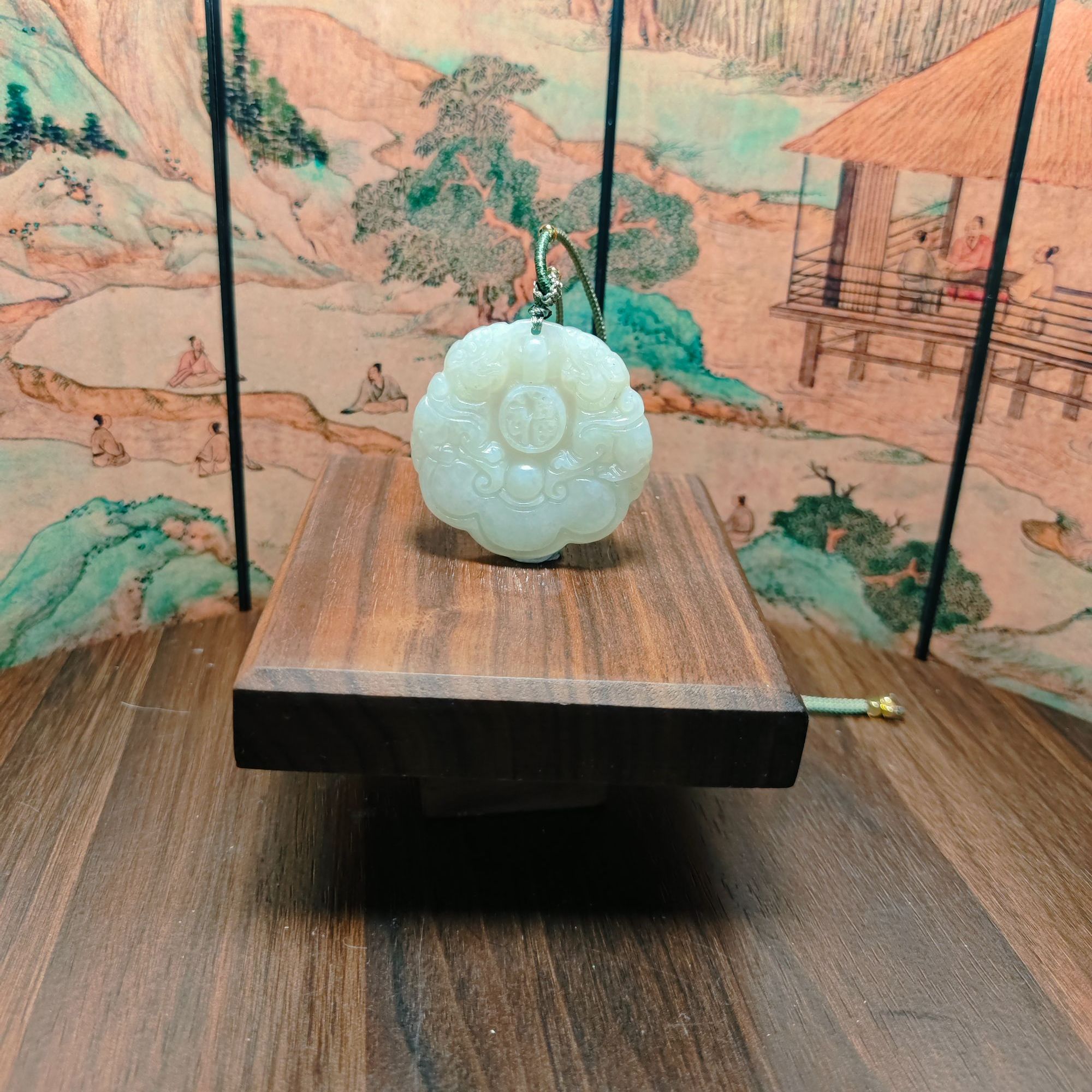 F和田玉双龙送福吊坠0411