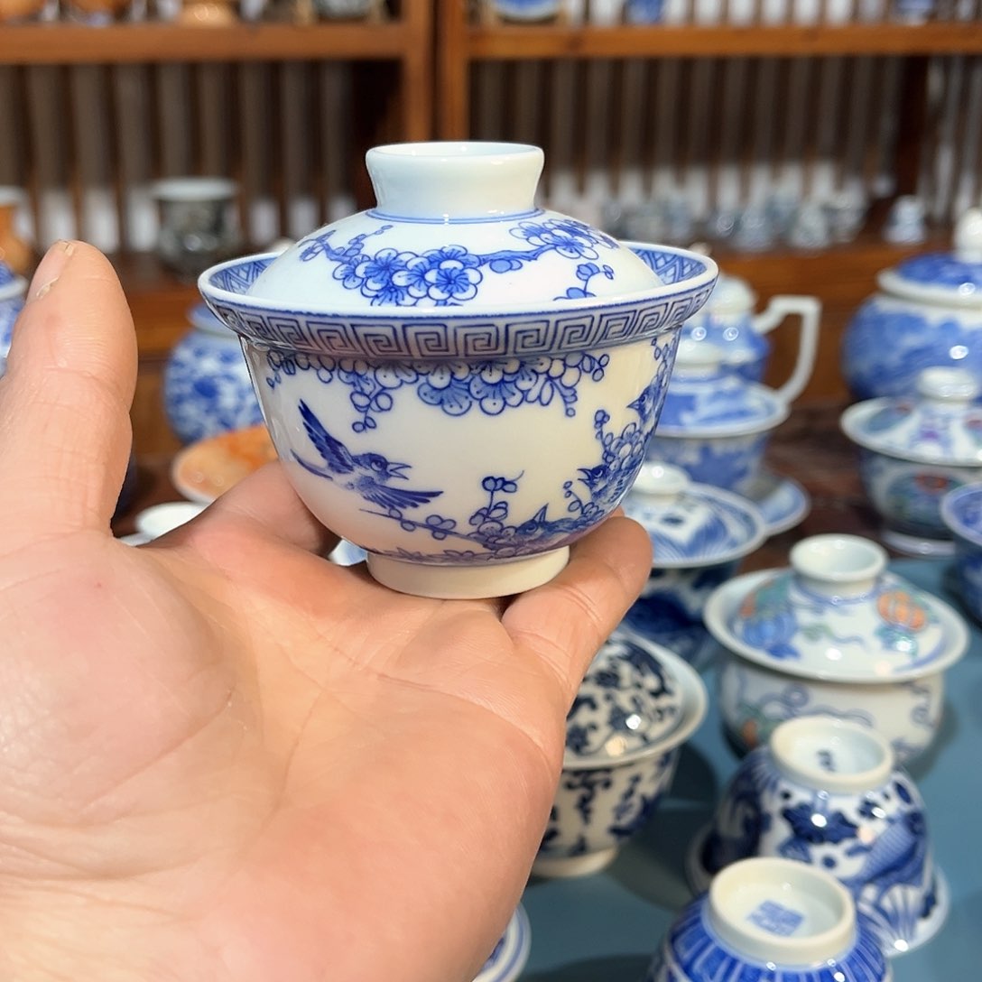 錡镇堂手工手绘盖碗