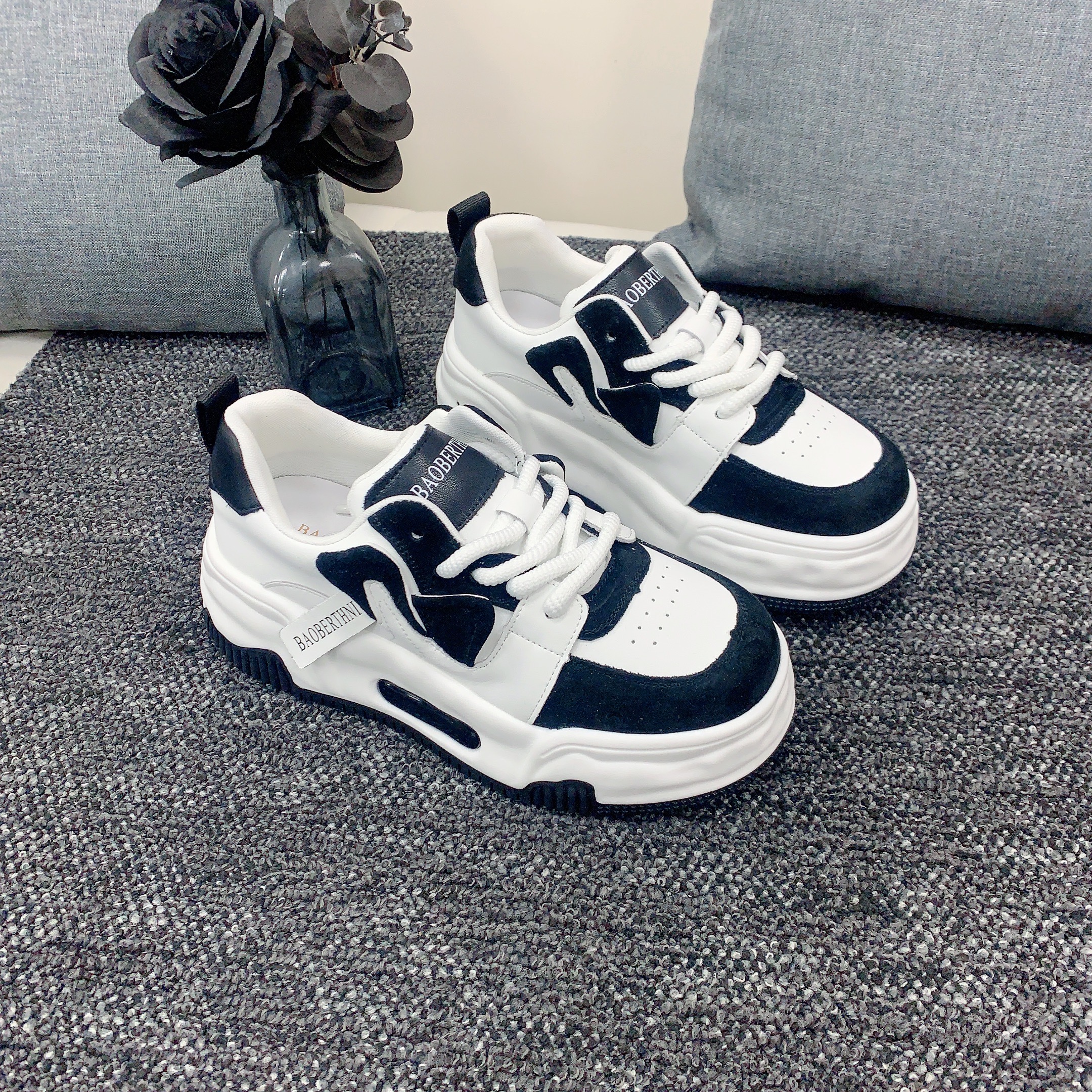 夏季新款系带板鞋防水厚底百搭简约休闲ins女鞋X检2467