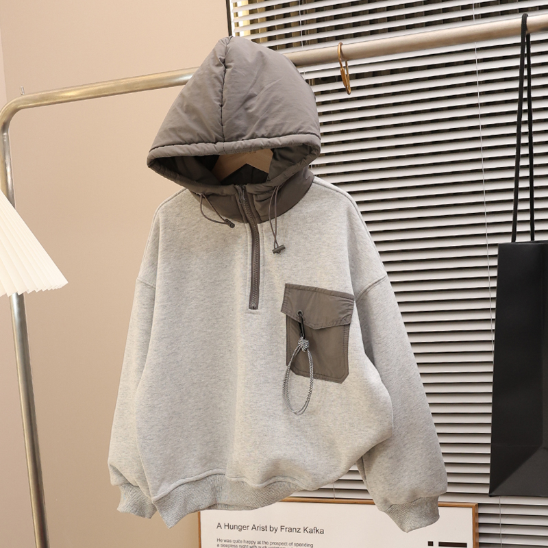 童装男童加绒卫衣2025新款儿童秋冬装加厚连帽上衣宽松保暖帅气潮