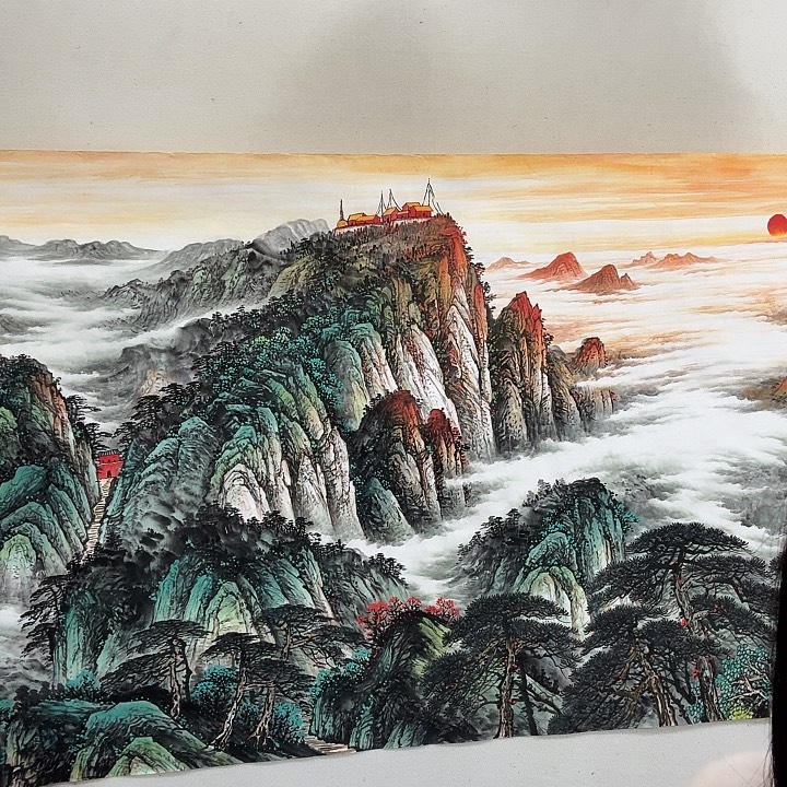 国画国画作品泰山任海鲜画