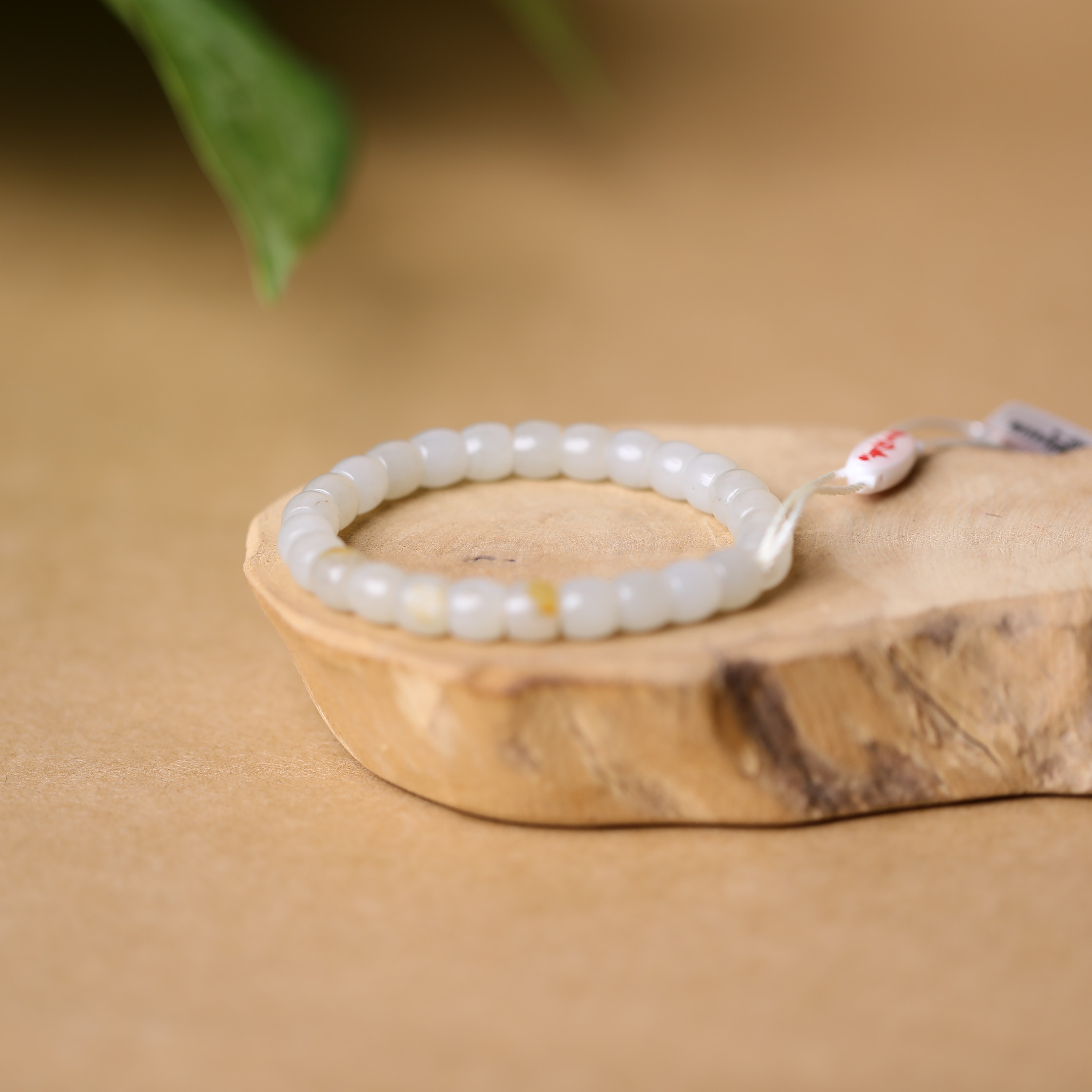 白玉糖沁直切手串 8*7mm 和田 1996-4