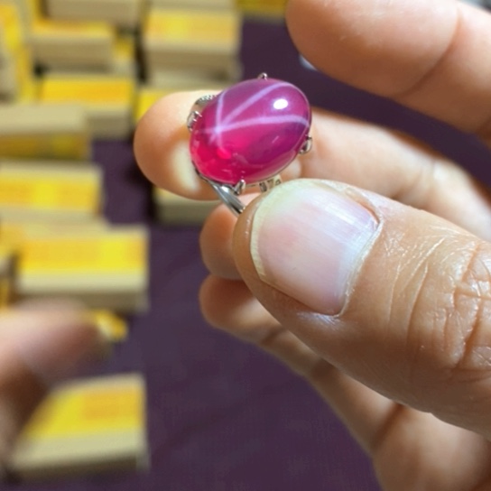 戒指银S925镶嵌红宝石