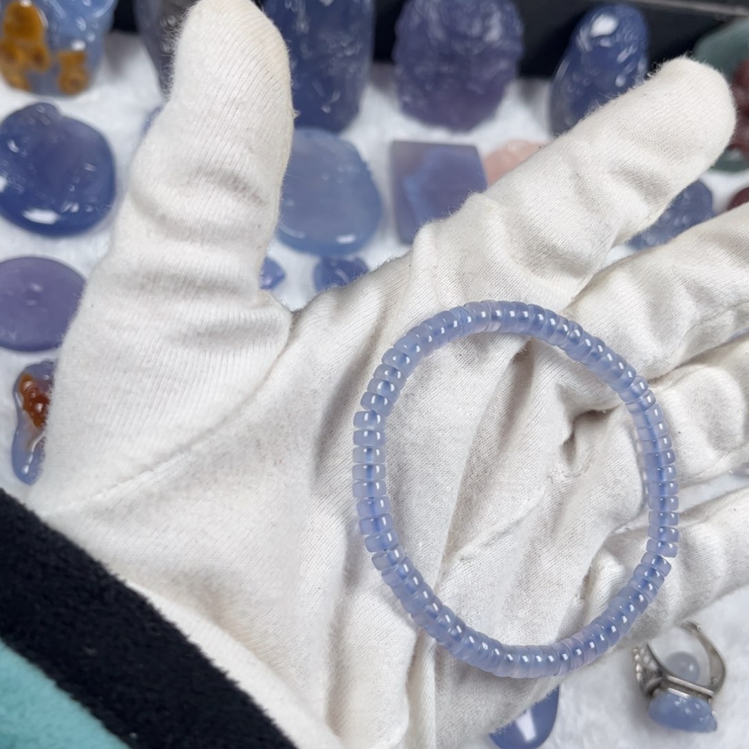 玛瑙/玉髓颈饰未镶嵌蓝玛瑙直切手串