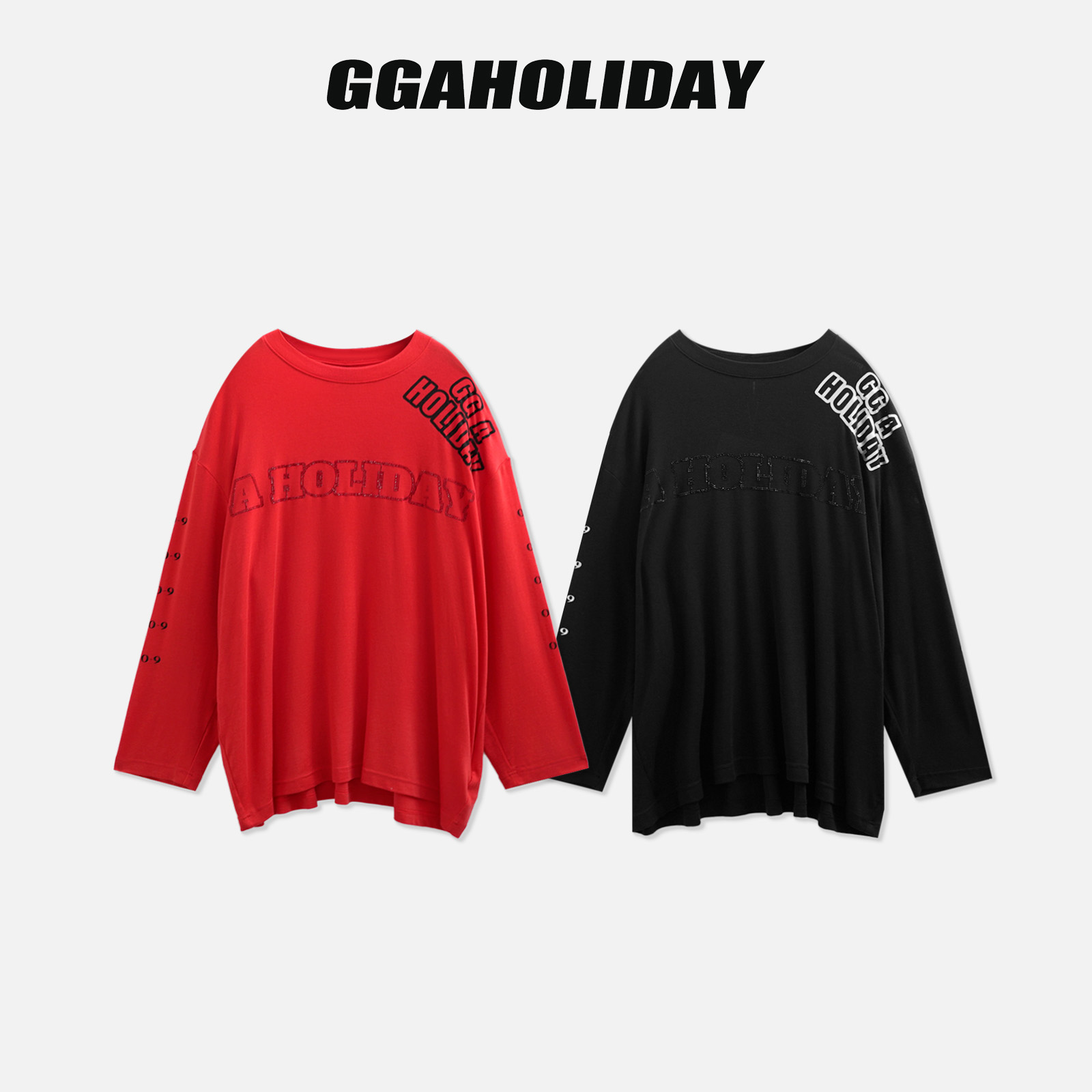 GGAHOLIDAY秋季时尚宽松休闲百搭打底衫个性潮流长袖T恤-154018