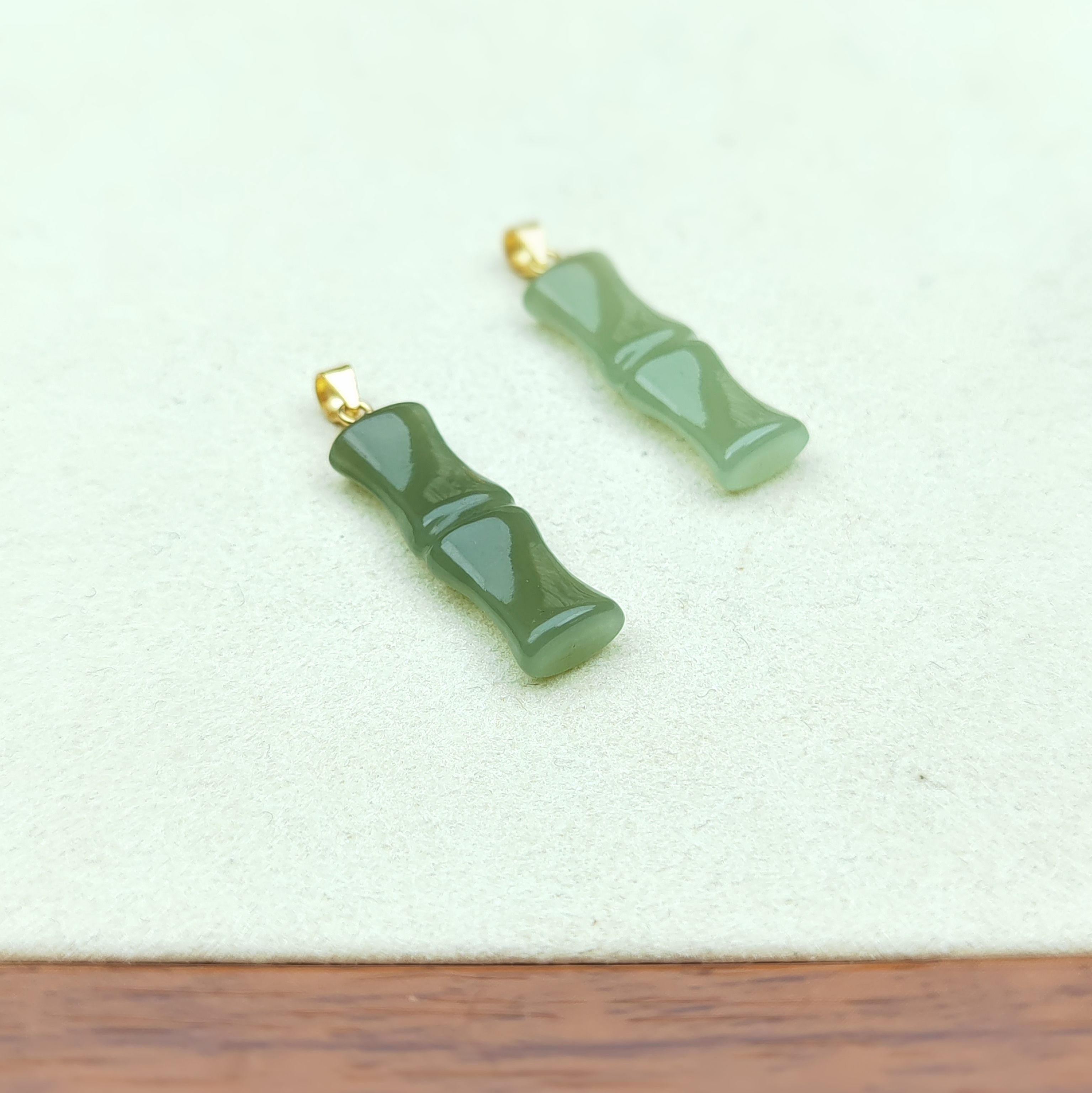 天然和田玉竹节吊坠25*8mm节节高银镶嵌时尚气质款（多样性发一）