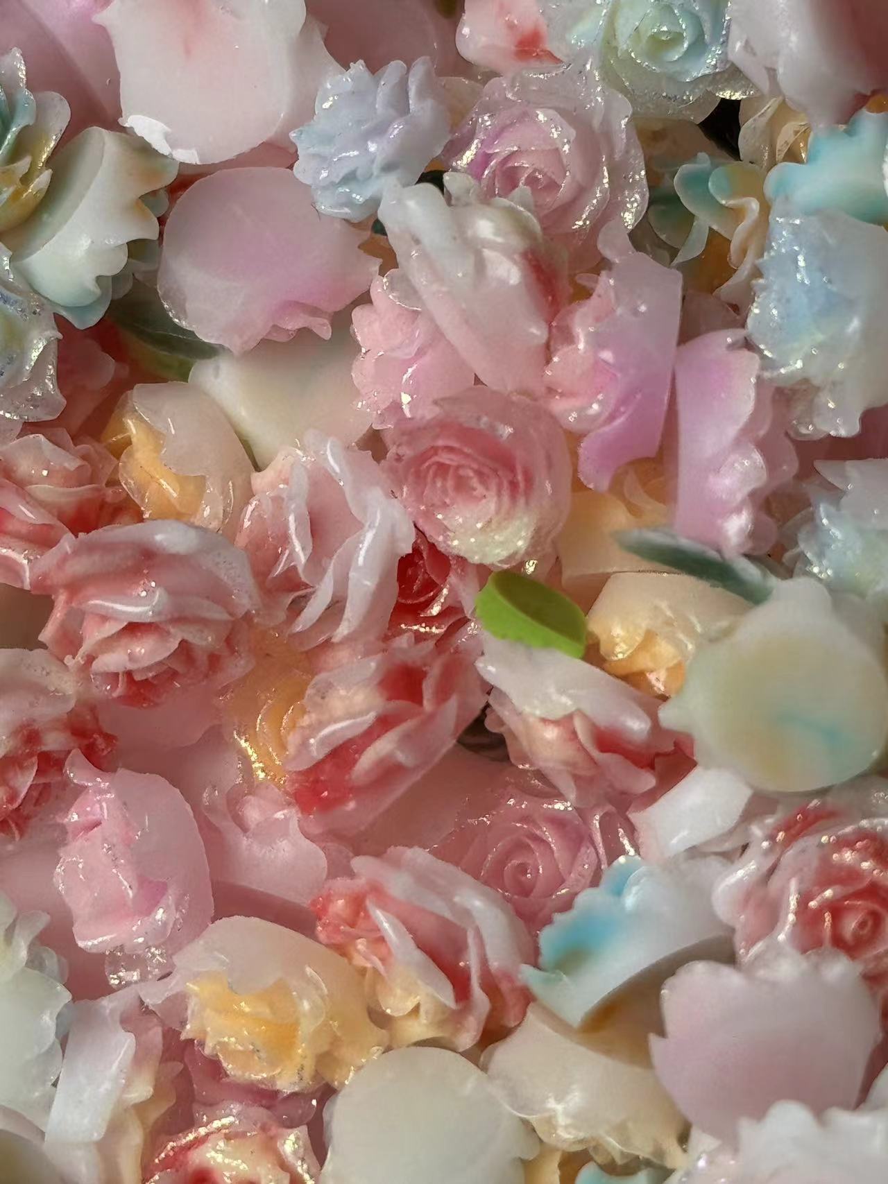 夜光爆闪悬浮软花系列冰透超闪美甲饰品彩色亮片美甲钻