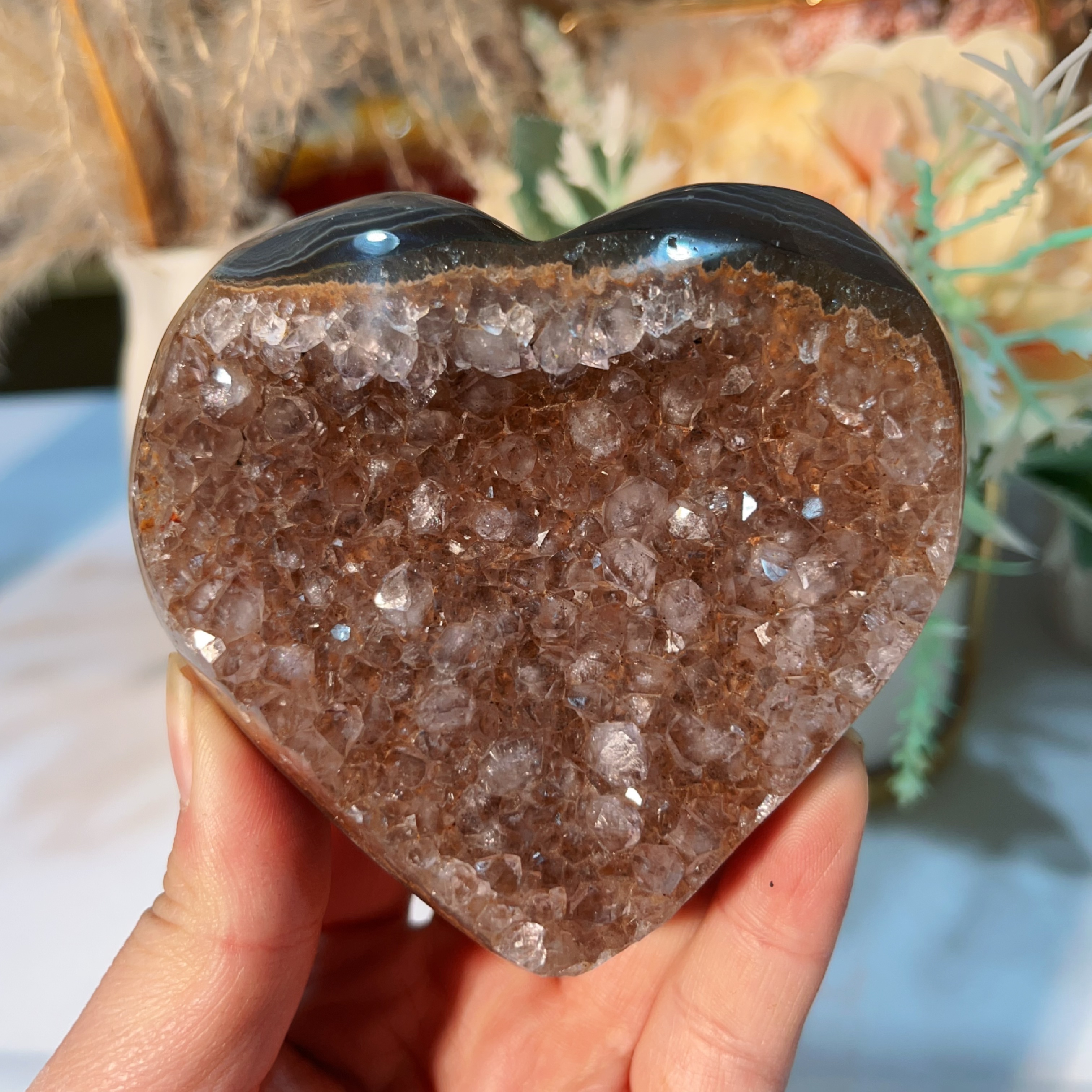 巴西天然紫水水晶爱心摆件