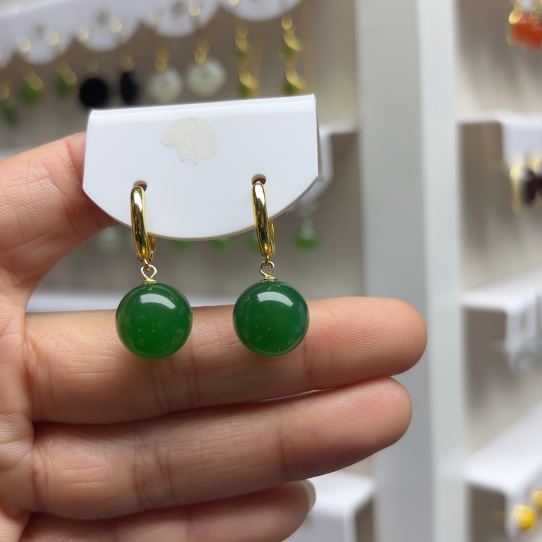 玛瑙/玉髓耳饰银S925镶嵌