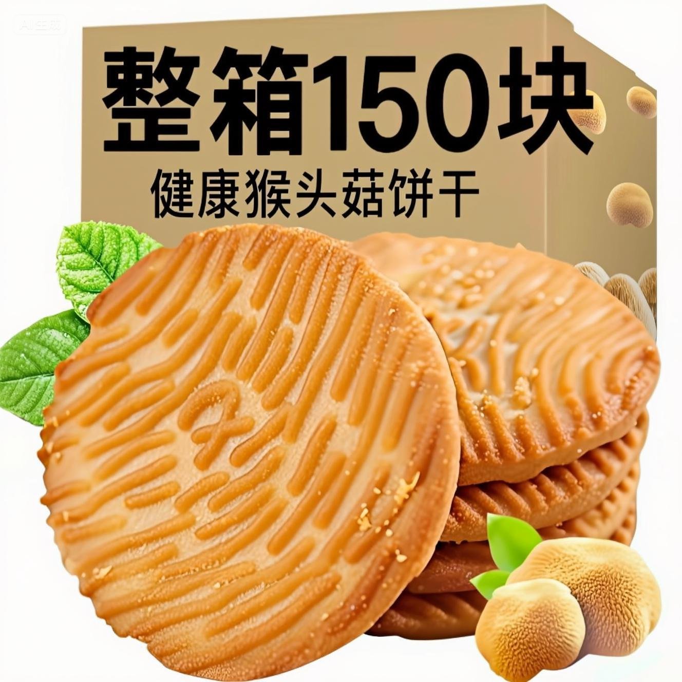 整箱150块】猴头菇饼干酥脆休闲营养零食代餐解馋早餐饼干整箱批发