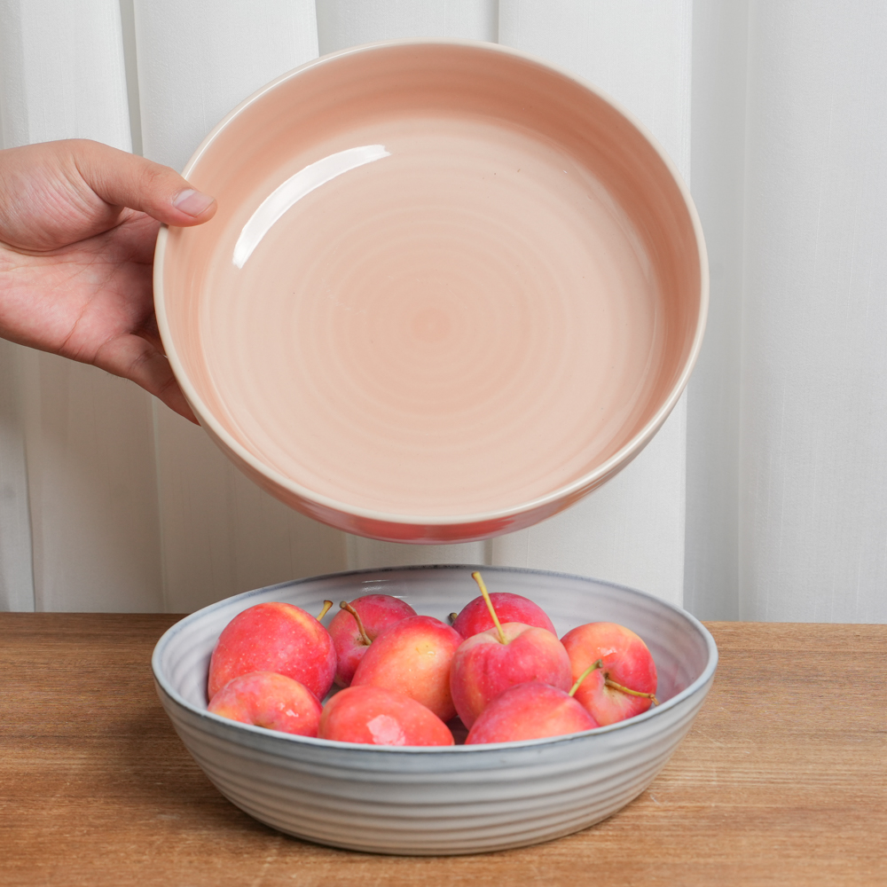 【瑕疵】深盘釉下彩陶瓷窑变釉餐盘家用组合两个装B1B/F1B