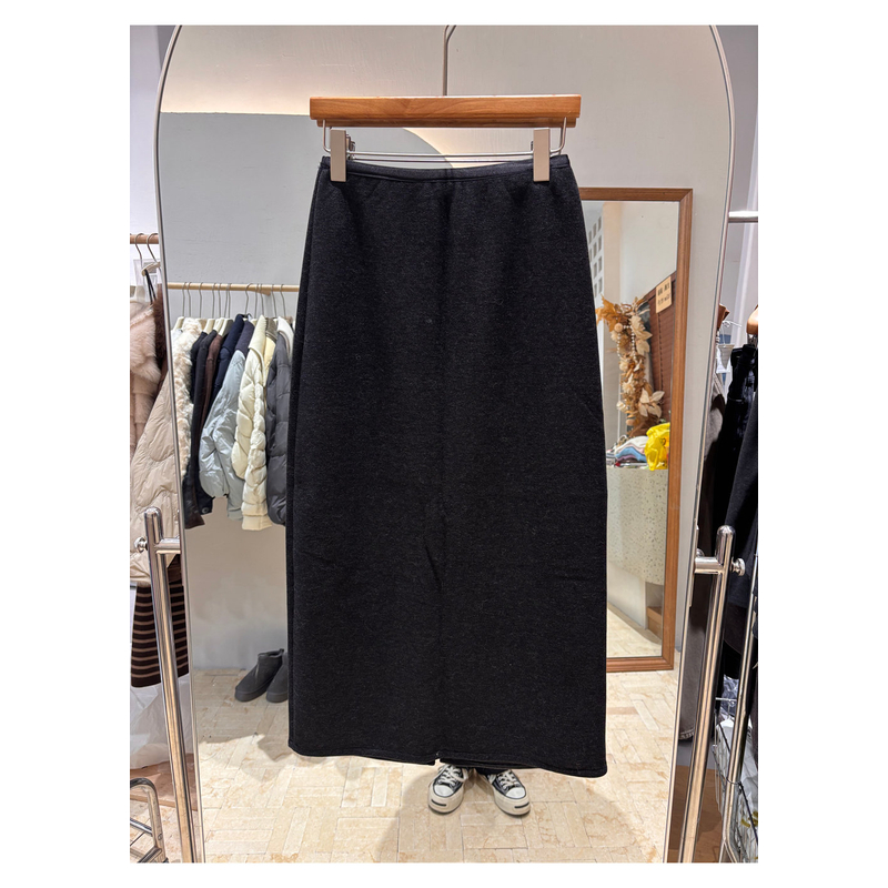 秋冬欧货冬季加绒显瘦高腰直筒毛呢半身裙女开叉中长款包臀裙2591