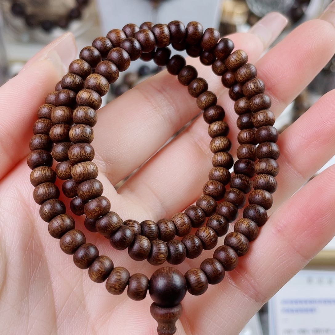 手串沉香越南富森红土沉玉化糖心古董老料0.6×108
