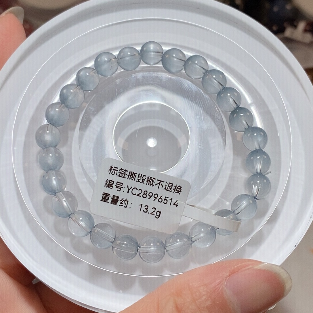 水晶手链未镶嵌蓝兔毛手链