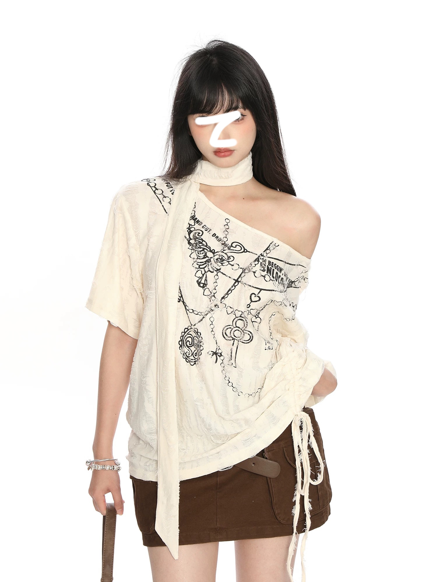 短袖 印花项链脖套