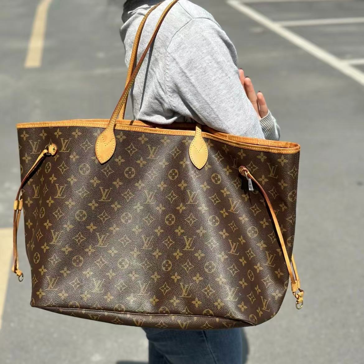 95新 LouisVuitton/路易威登 全原大号米内Neverfull单包