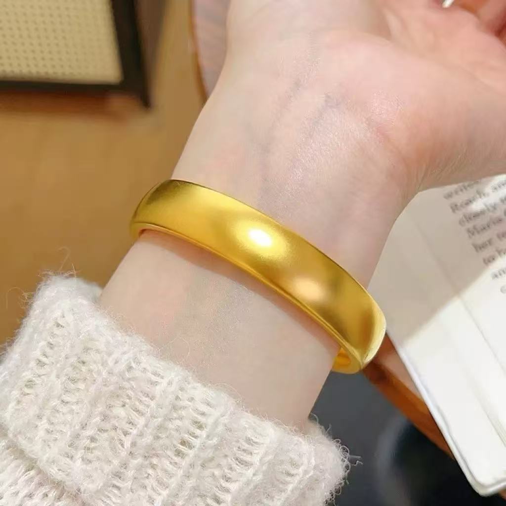 铜合金手镯 精品12n哑光泥鳅背轮胎手镯女款时尚素圈磨砂传承