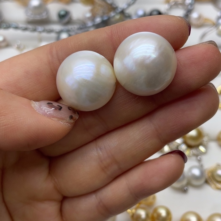 拼合珍珠（马贝珠）耳饰银S925镶嵌