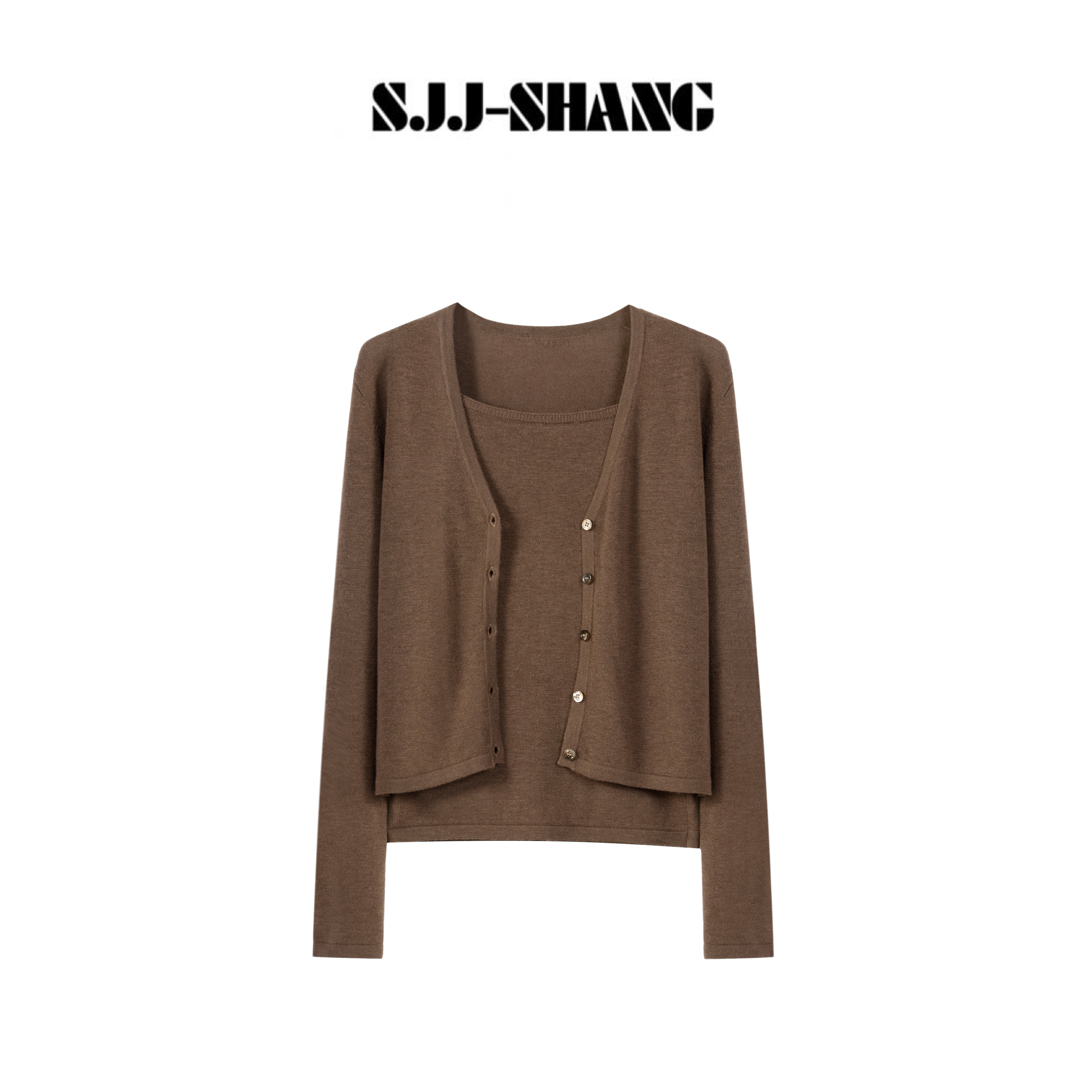 SJJ-SHANG【冷萃茶棕】25早秋羊毛茶棕可持两件套针织开衫q134807p