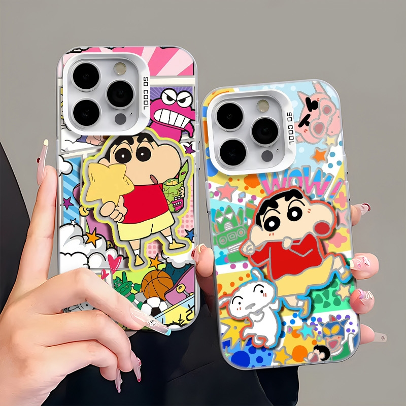 彩银壳蜡笔小新适用华为配件小米手机壳风保护套男款12女款全包