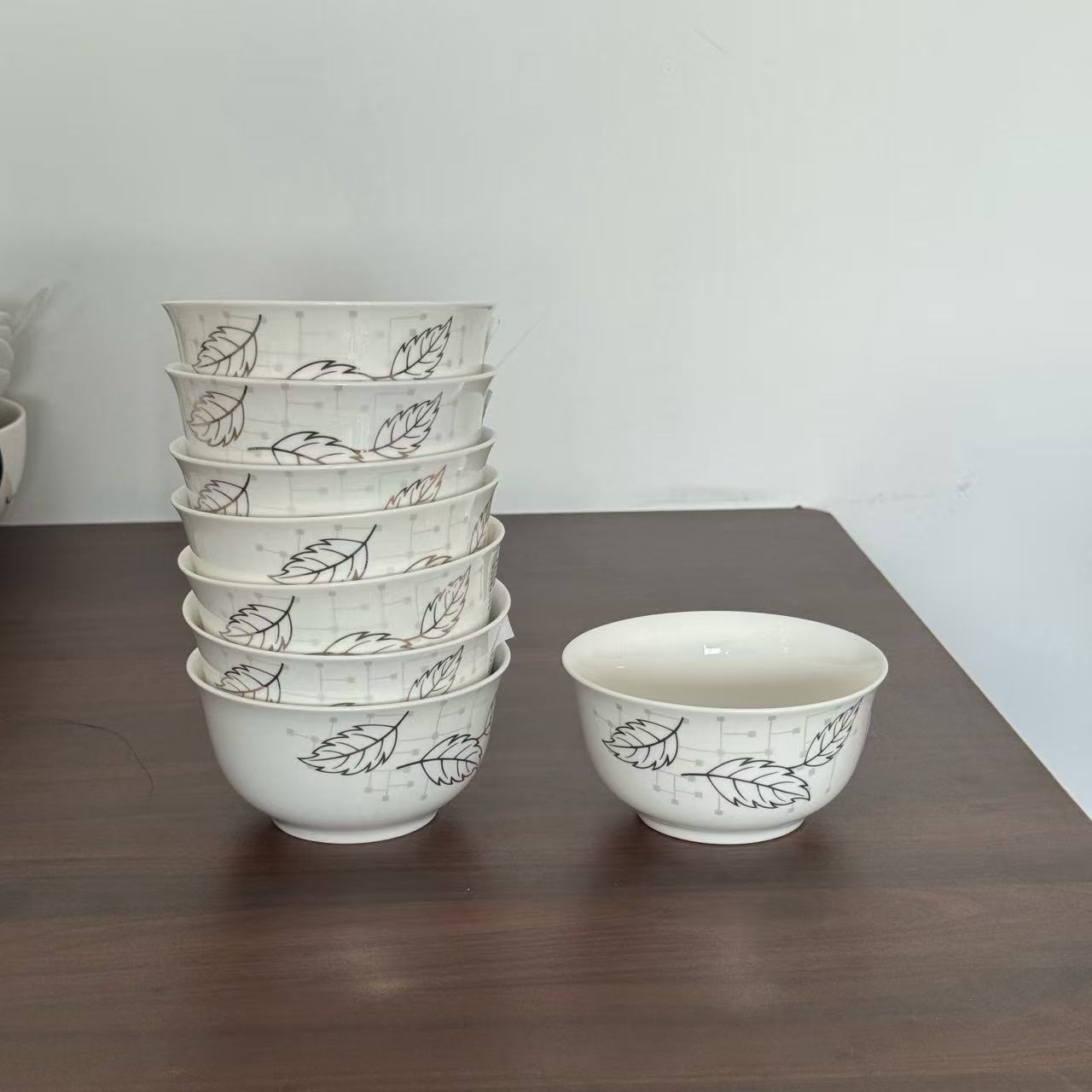 景德镇陶瓷金叶情缘4.5英寸金钟碗（8只装）