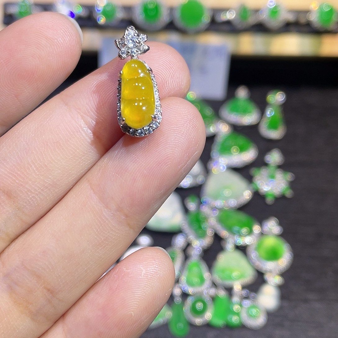 翡翠银S925镶嵌吊坠(不含链)