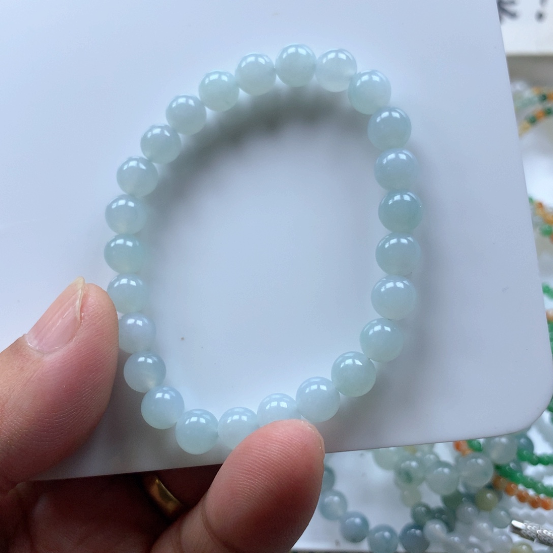 翡翠手串未镶嵌用****4缅甸天然翡翠手串7.1卡