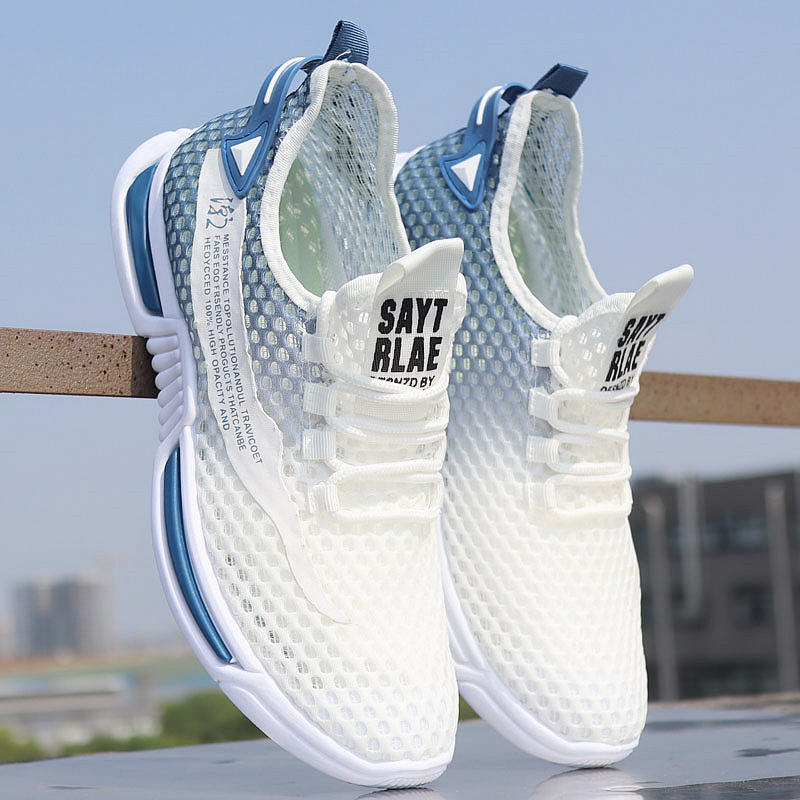 夏季男鞋薄款单网鞋2025新款防臭透气网鞋男士轻便软底跑步运动鞋