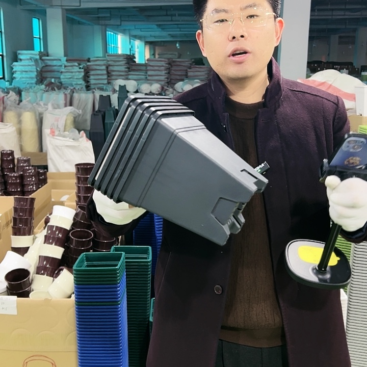 清仓方盆口16高18黑色5只带托