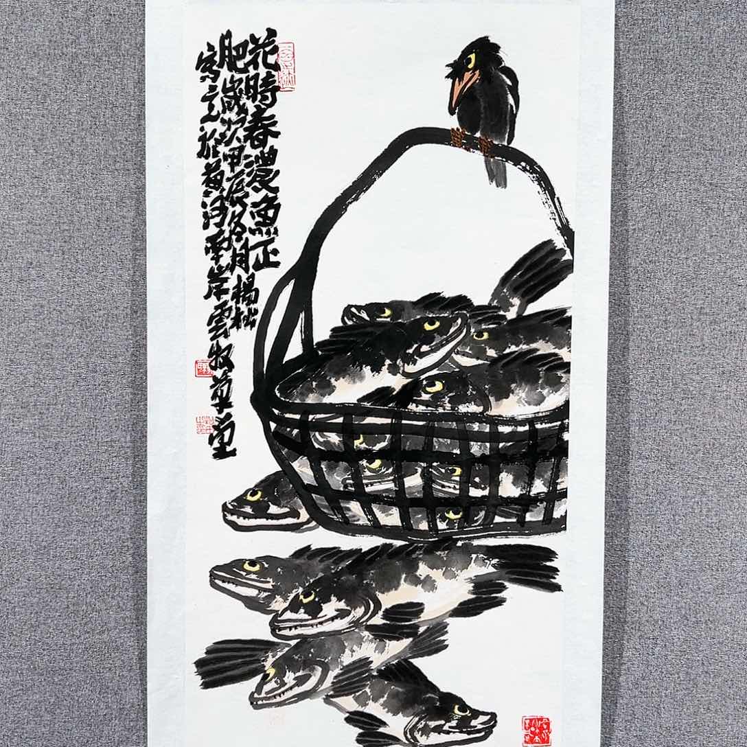 国画红袍画院手绘作品