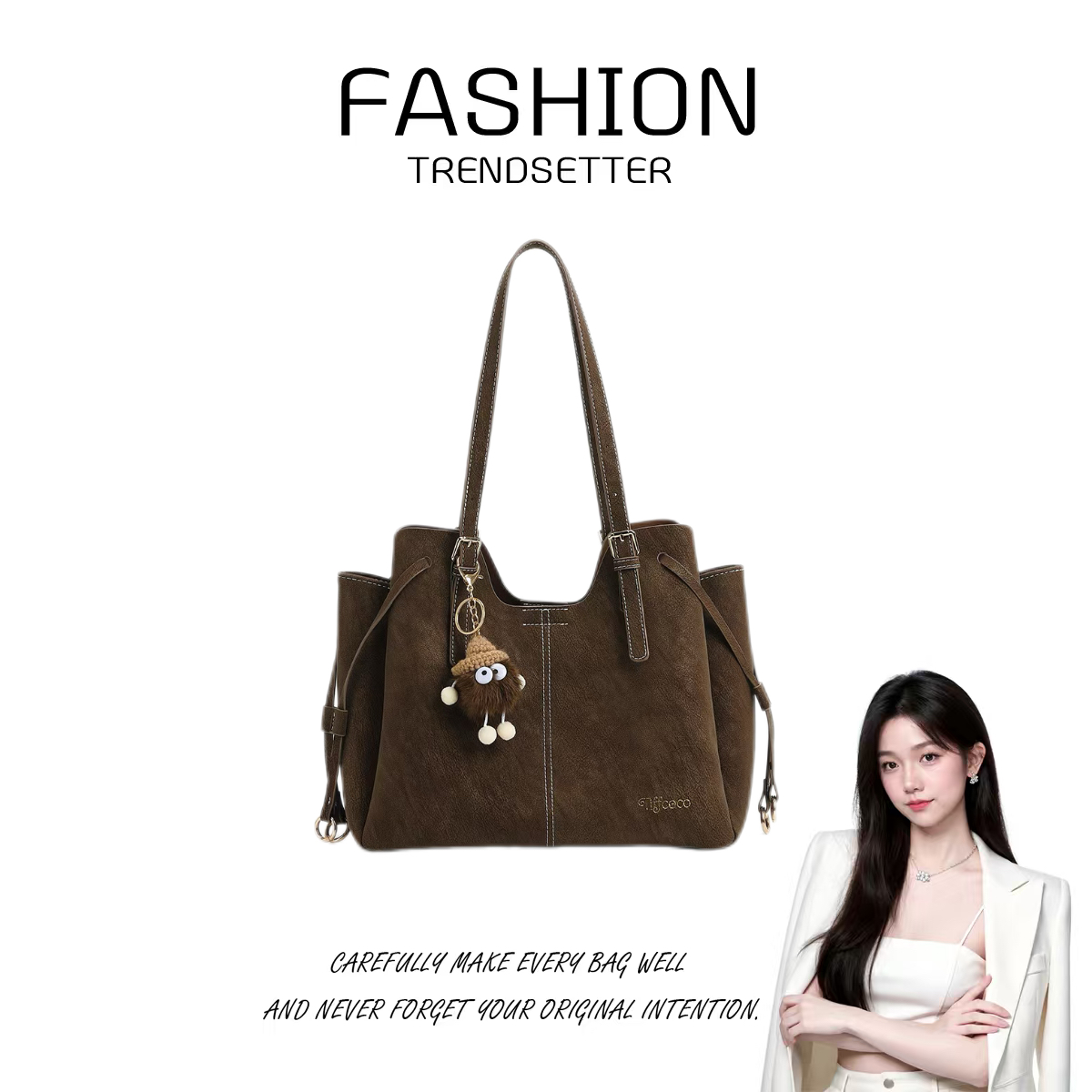 【糖糖严选】2025新款时尚简约复古通勤单肩菜篮子