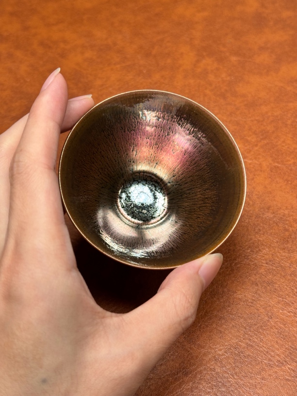 建盏超薄胎彩金斗笠油滴主人杯典雅精致必入之作