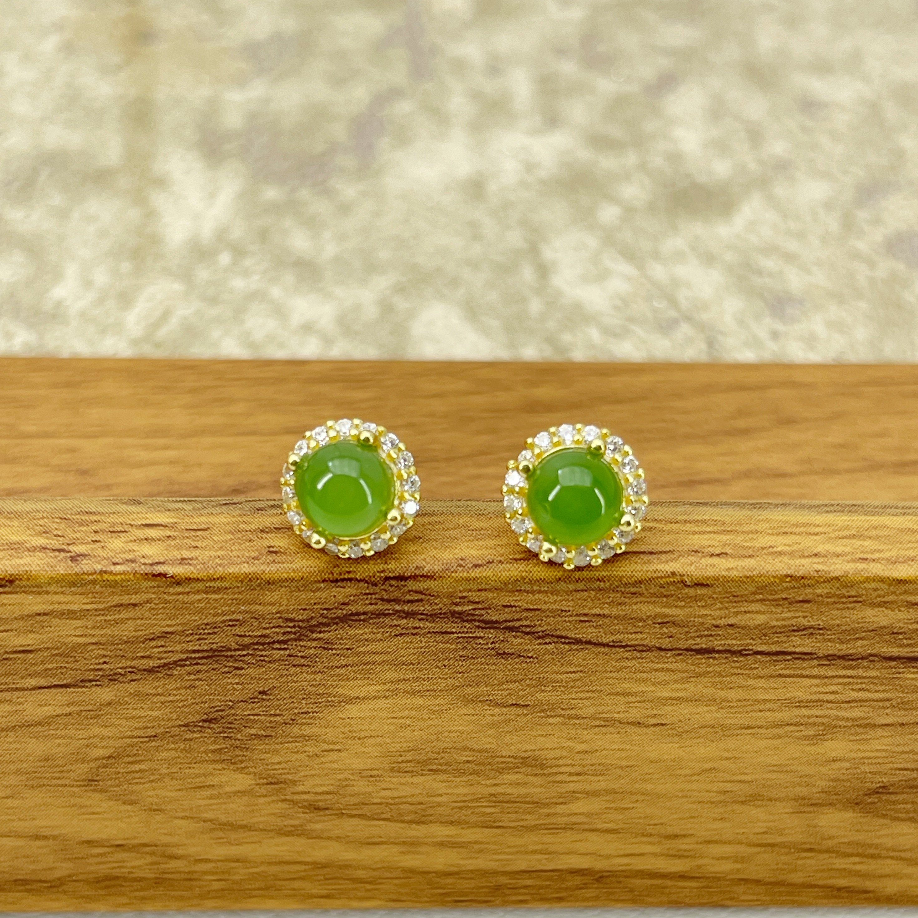 100%和田玉耳钉碧玉耳钉S925银镶百搭国风气质小众玉耳饰多样性发