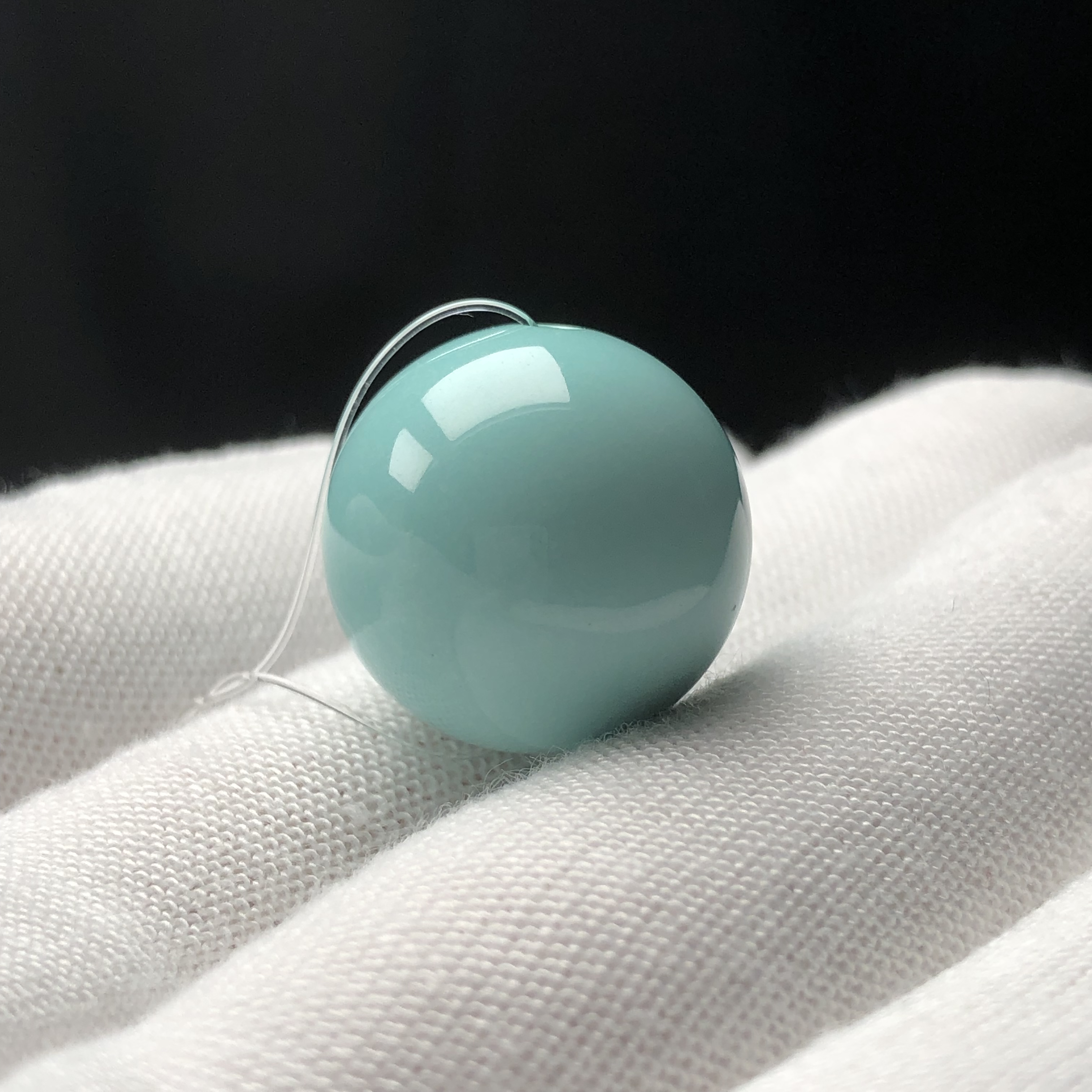 「鼎玉松石」湖北原矿绿松石瓷釉级干净圆珠 天然无优化 地大证书